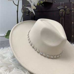 Cream Fedora with bling